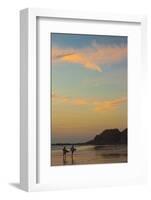 Surfers at Sunset on Playa Guiones Surf Beach-Rob Francis-Framed Photographic Print