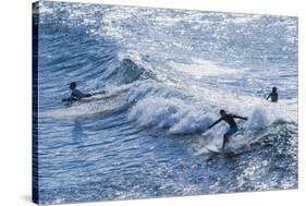 Surfers at the Hookipa Beach Park, Paai, Maui, Hawaii, United States of America, Pacific-Michael Runkel-Stretched Canvas