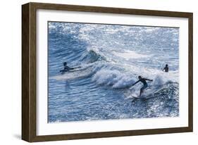 Surfers at the Hookipa Beach Park, Paai, Maui, Hawaii, United States of America, Pacific-Michael Runkel-Framed Photographic Print