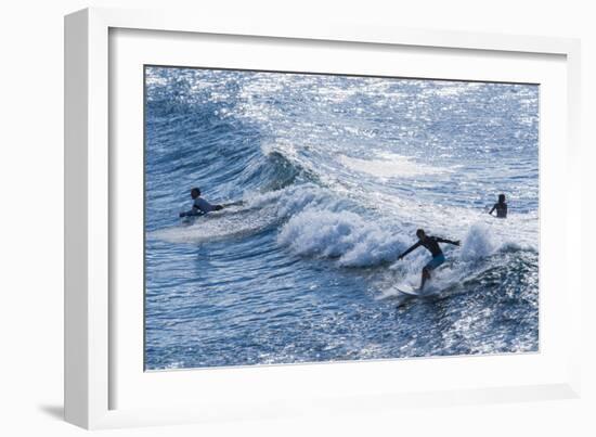 Surfers at the Hookipa Beach Park, Paai, Maui, Hawaii, United States of America, Pacific-Michael Runkel-Framed Photographic Print