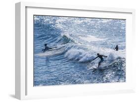 Surfers at the Hookipa Beach Park, Paai, Maui, Hawaii, United States of America, Pacific-Michael Runkel-Framed Photographic Print