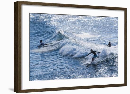 Surfers at the Hookipa Beach Park, Paai, Maui, Hawaii, United States of America, Pacific-Michael Runkel-Framed Photographic Print