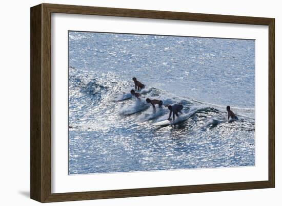 Surfers at the Hookipa Beach Park, Paai, Maui, Hawaii, United States of America, Pacific-Michael Runkel-Framed Photographic Print