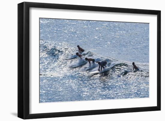 Surfers at the Hookipa Beach Park, Paai, Maui, Hawaii, United States of America, Pacific-Michael Runkel-Framed Photographic Print