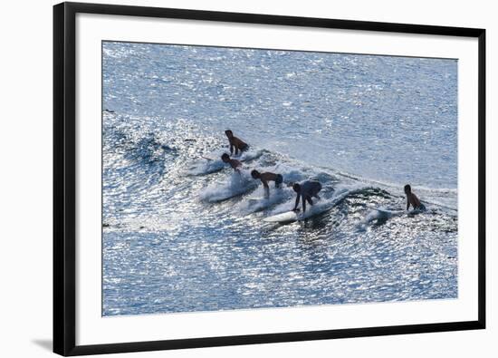 Surfers at the Hookipa Beach Park, Paai, Maui, Hawaii, United States of America, Pacific-Michael Runkel-Framed Photographic Print