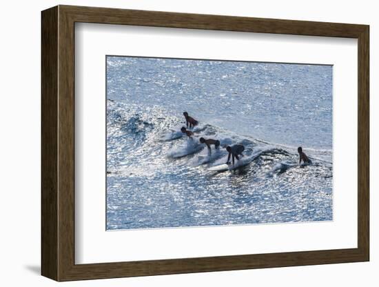 Surfers at the Hookipa Beach Park, Paai, Maui, Hawaii, United States of America, Pacific-Michael Runkel-Framed Photographic Print