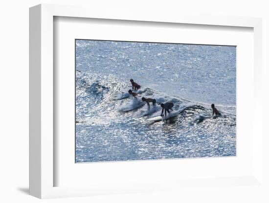 Surfers at the Hookipa Beach Park, Paai, Maui, Hawaii, United States of America, Pacific-Michael Runkel-Framed Photographic Print