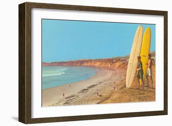 Surfers Checking Out Waves-null-Framed Art Print
