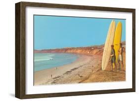 Surfers Checking Out Waves-null-Framed Art Print