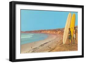 Surfers Checking Out Waves-null-Framed Art Print