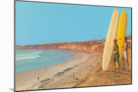 Surfers Checking Out Waves-null-Mounted Art Print