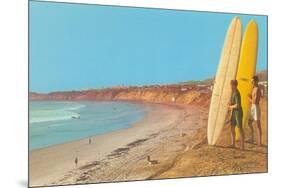 Surfers Checking Out Waves-null-Mounted Art Print