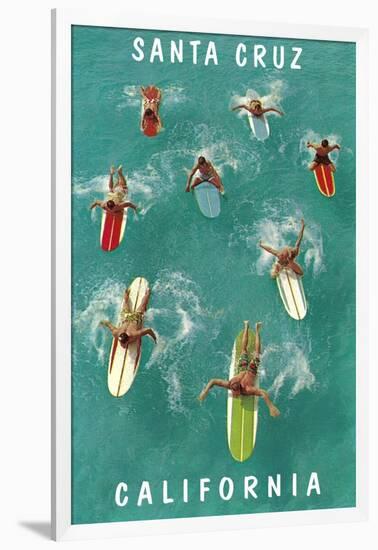 Surfers from Above, Santa Cruz, California-null-Framed Art Print