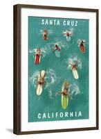 Surfers from Above, Santa Cruz, California-null-Framed Art Print