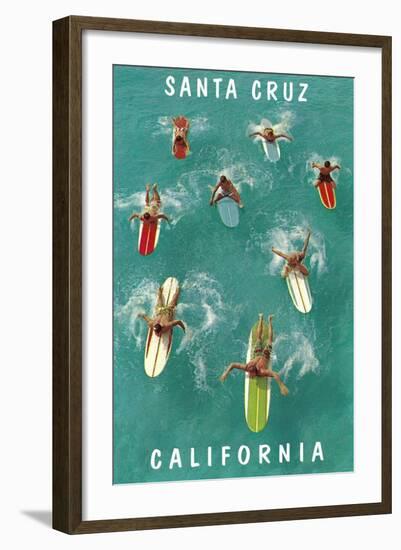 Surfers from Above, Santa Cruz, California-null-Framed Art Print