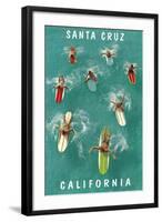 Surfers from Above, Santa Cruz, California-null-Framed Art Print