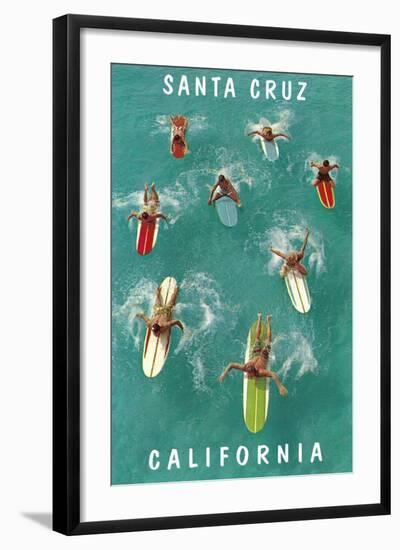 Surfers from Above, Santa Cruz, California-null-Framed Art Print