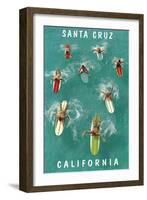 Surfers from Above, Santa Cruz, California-null-Framed Art Print