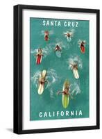 Surfers from Above, Santa Cruz, California-null-Framed Art Print