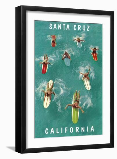 Surfers from Above, Santa Cruz, California-null-Framed Art Print