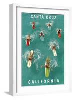 Surfers from Above, Santa Cruz, California-null-Framed Art Print