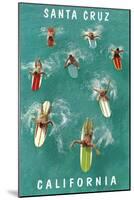 Surfers from Above, Santa Cruz, California-null-Mounted Art Print