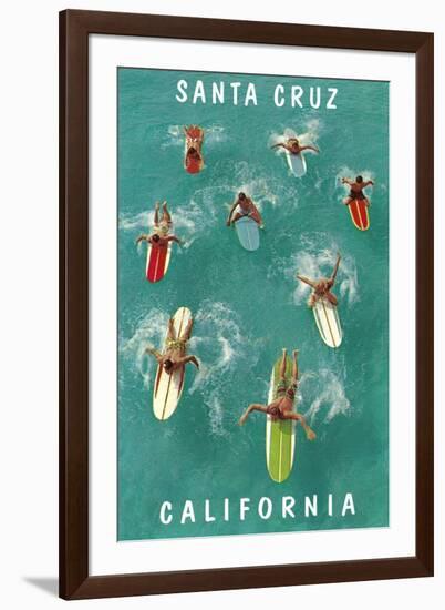 Surfers from Above, Santa Cruz, California-null-Framed Art Print