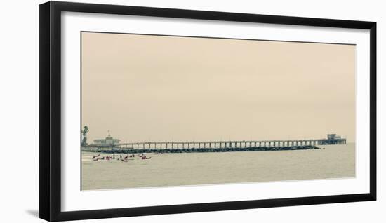 Surfers In Front Of Pier In Newport Beach-Lindsay Daniels-Framed Photographic Print