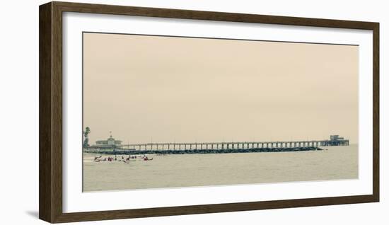 Surfers In Front Of Pier In Newport Beach-Lindsay Daniels-Framed Photographic Print