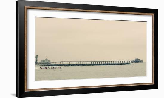 Surfers In Front Of Pier In Newport Beach-Lindsay Daniels-Framed Photographic Print