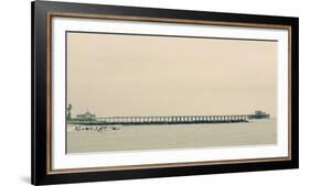 Surfers In Front Of Pier In Newport Beach-Lindsay Daniels-Framed Photographic Print