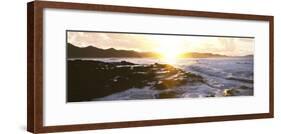 Surfers in the ocean at sunrise, Playa Los Cerritos, Cerritos, Baja California Sur, Mexico-Panoramic Images-Framed Photographic Print