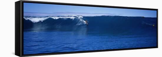 Surfers in the Sea, Tahiti, French Polynesia-null-Framed Stretched Canvas