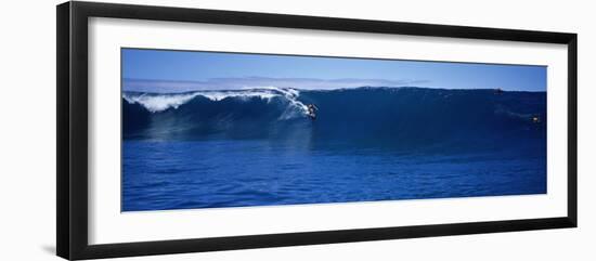 Surfers in the Sea, Tahiti, French Polynesia-null-Framed Photographic Print