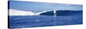 Surfers in the Sea, Tahiti, French Polynesia-null-Stretched Canvas