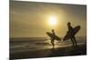 Surfers on Bloubergstrand at sunset, Cape Town, Western Cape, South Africa, Africa-Ian Trower-Mounted Photographic Print