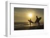 Surfers on Bloubergstrand at sunset, Cape Town, Western Cape, South Africa, Africa-Ian Trower-Framed Photographic Print