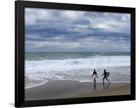 Surfers on Grande Plage Beach, Biarritz, Aquitaine, France-Nadia Isakova-Framed Photographic Print