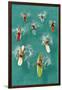 Surfers Paddling on Multi-Colored Boards, from Above-null-Framed Art Print