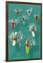 Surfers Paddling on Multi-Colored Boards, from Above-null-Framed Art Print