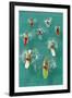 Surfers Paddling on Multi-Colored Boards, from Above-null-Framed Art Print