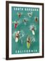 Surfers Paddling, Santa Barbara, California-null-Framed Art Print