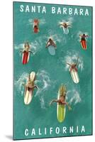 Surfers Paddling, Santa Barbara, California-null-Mounted Art Print