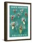 Surfers Paddling, Santa Barbara, California-null-Framed Art Print