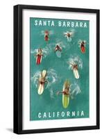 Surfers Paddling, Santa Barbara, California-null-Framed Art Print