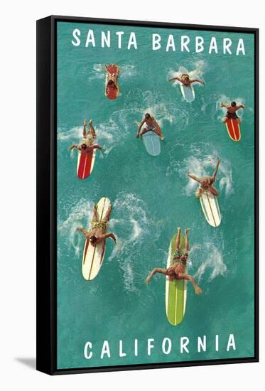 Surfers Paddling, Santa Barbara, California-null-Framed Stretched Canvas