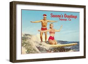 Surfers Paddling, Topanga, California-null-Framed Art Print