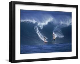Surfers, Sunset Beach, Oahu, Hawaii-George Silk-Framed Photographic Print