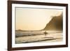 Surfers surfing on a beach at sunset, Nosara, Guanacaste Province, Pacific Coast, Costa Rica-Matthew Williams-Ellis-Framed Photographic Print