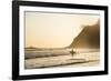 Surfers surfing on a beach at sunset, Nosara, Guanacaste Province, Pacific Coast, Costa Rica-Matthew Williams-Ellis-Framed Photographic Print